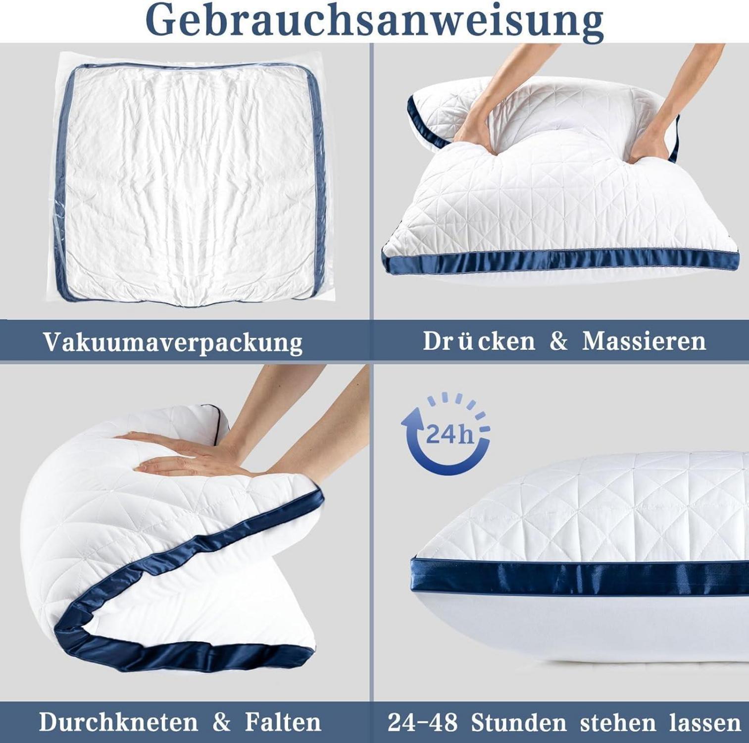 Orthopädisches Seitenschläferkissen 80x80 cm 2er Set Marineblau