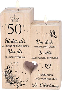Herz Kerzenhalter 50. Geburtstag Frau Mann Deko Geschenk