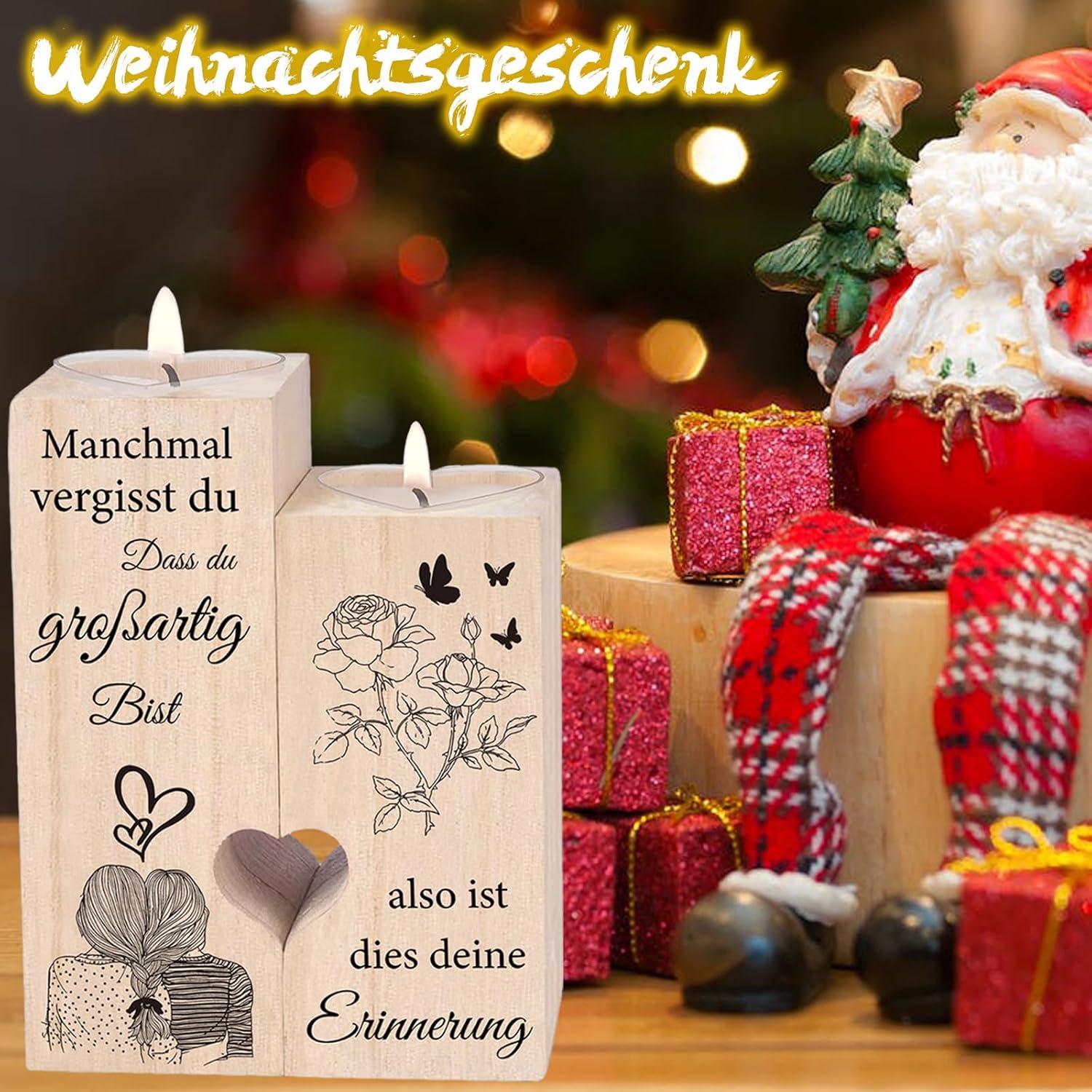 Herz-Kerzenständer Holz Herzform Teelichthalter Geschenk für Frauen