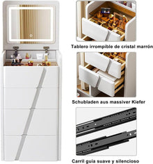 Kosmetiktisch mit Spiegel, Lichtern & Glasplatte, 4
