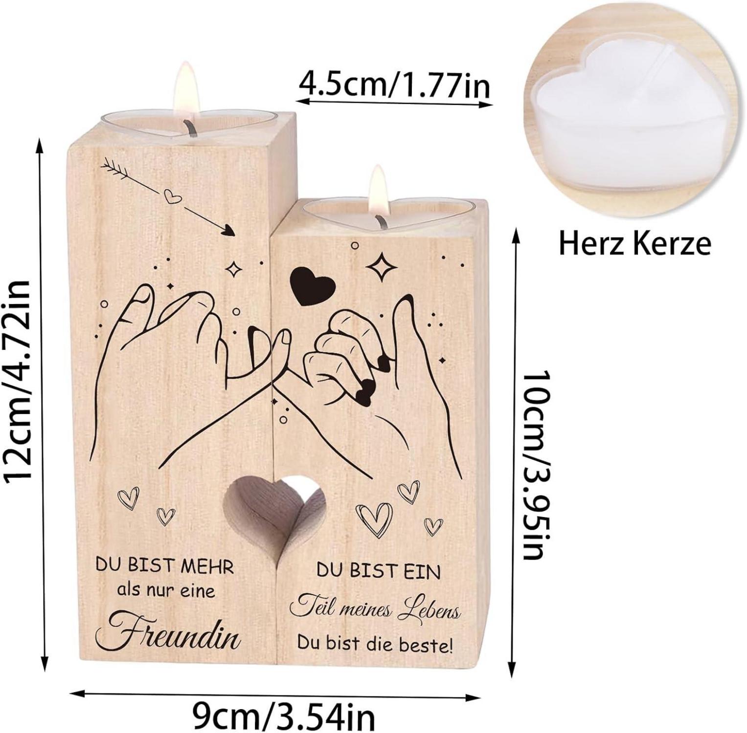 Herzförmiger Kerzenständer - Beste Freundin Geschenk Weihnachten
