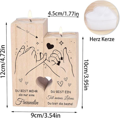 Herzförmiger Kerzenständer - Beste Freundin Geschenk Weihnachten