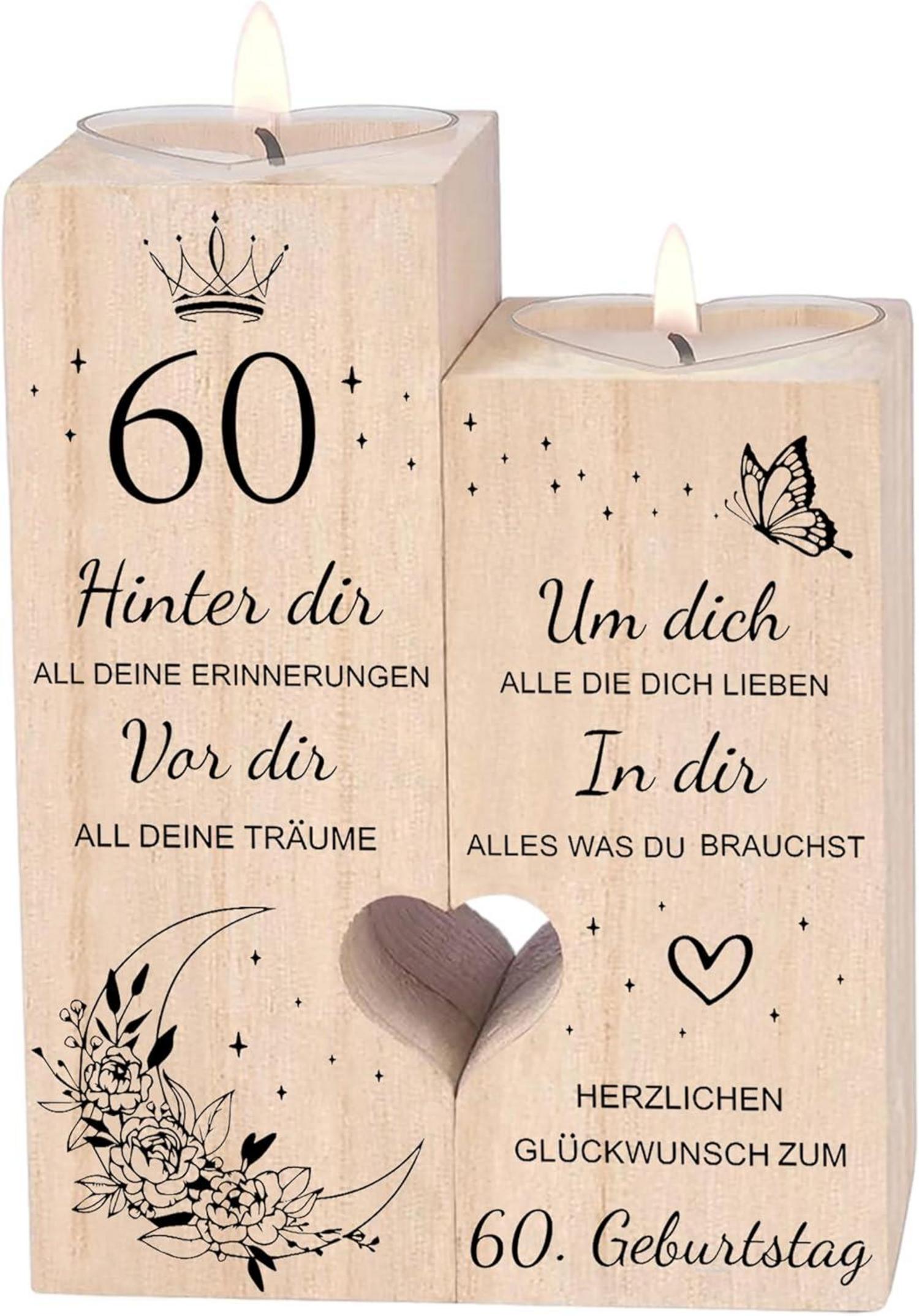 Herz Kerzenhalter Set 60. Geburtstag Frau - Deko Geschenkidee