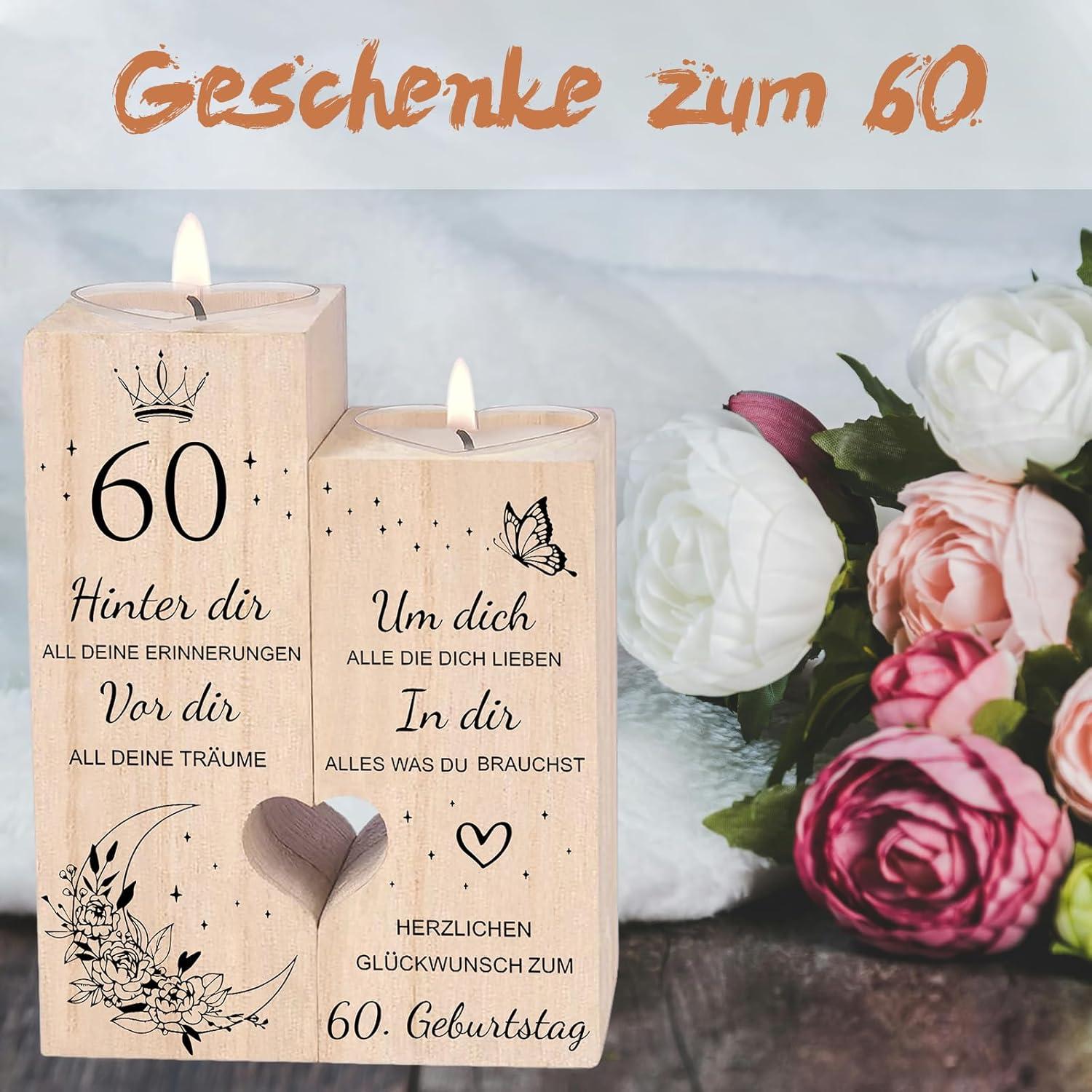 Herz Kerzenhalter Set 60. Geburtstag Frau - Deko Geschenkidee
