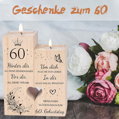 Herz Kerzenhalter Set 60. Geburtstag Frau - Deko Geschenkidee