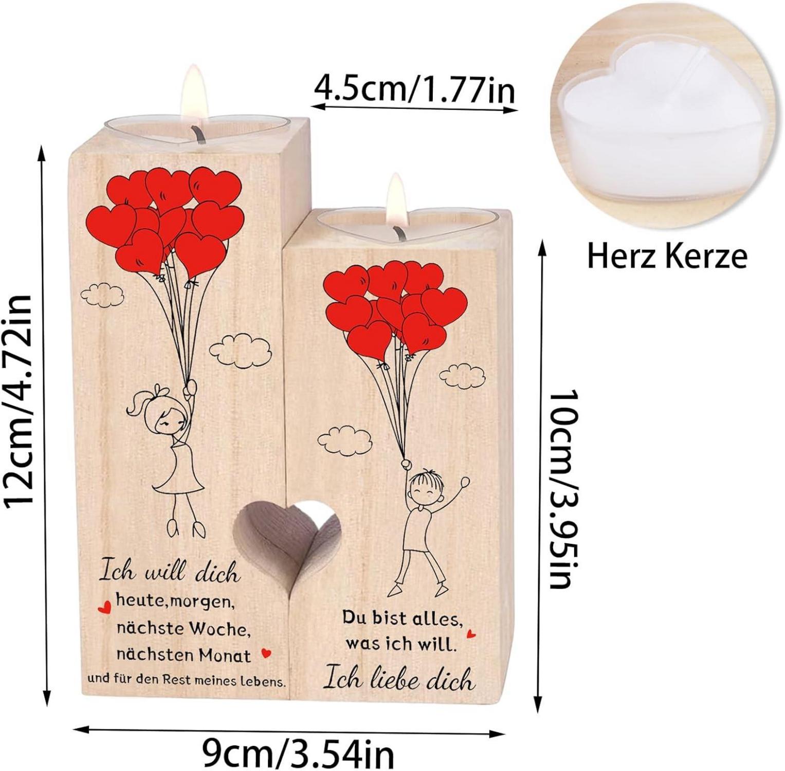 Herzförmiger Kerzenständer für Partner - Jahrestag, Valentinstag, Geburtstagsgeschenk