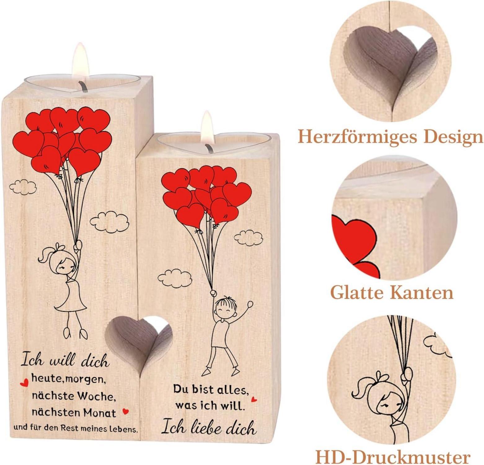 Herz Kerzenständer Partner Geschenk Jahrestag Geburtstag Romantisch