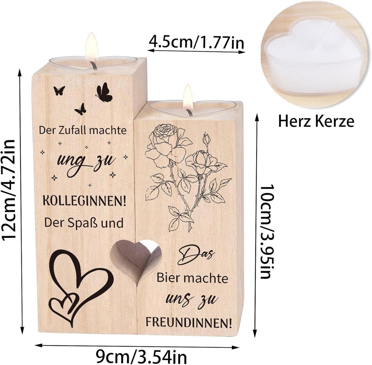 Herz Kerzenhalter Holz - Abschied Geschenk Kollegen, Beste Kollegin, Danke Geschenke mit Herz