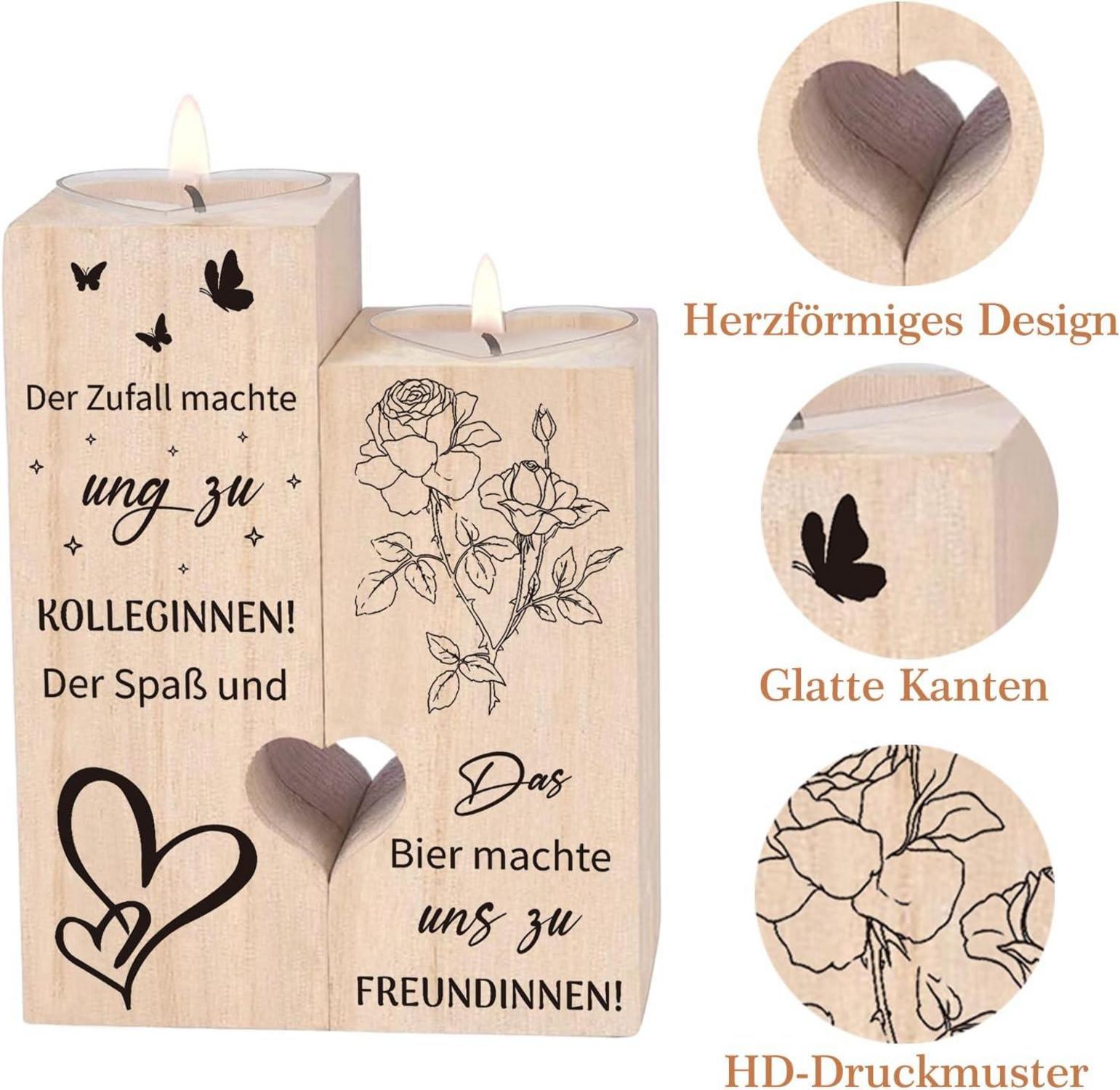 Herz Kerzenständer Holz Teelichthalter Abschiedsgeschenk Kollegin