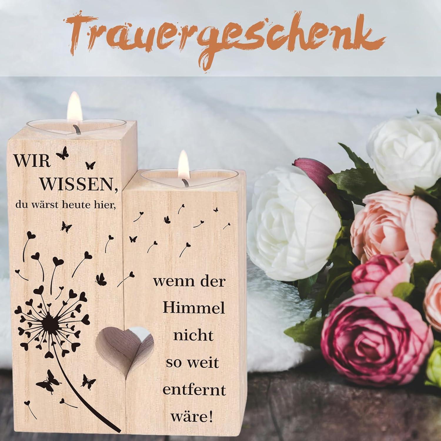 Trauergeschenk Kerzenständer Grabkerzen Trauerkerze Deko Trauerlicht