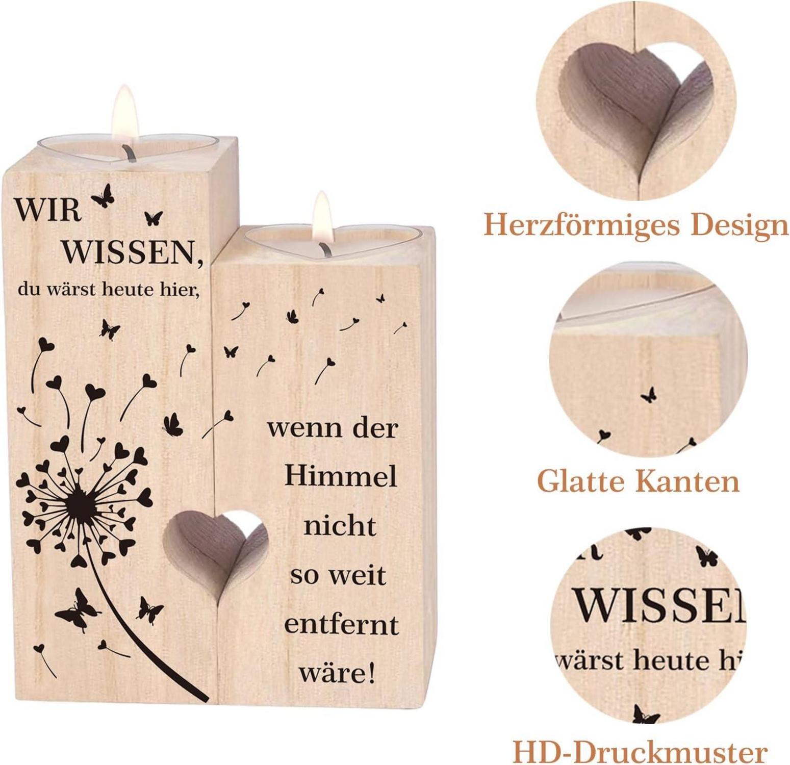 Trauergeschenk Herz Kerzenständer Grabkerzen Licht Gedenk - Trost & Deko