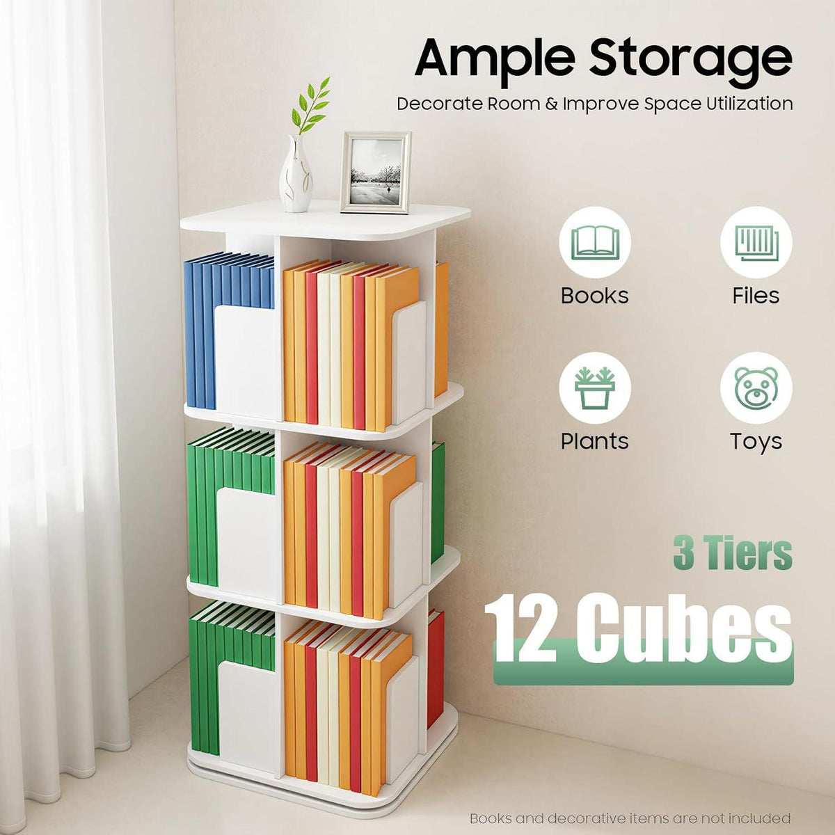 Drehbares 3-stufiges Bücherregal – 360° Organizer für Zuhause