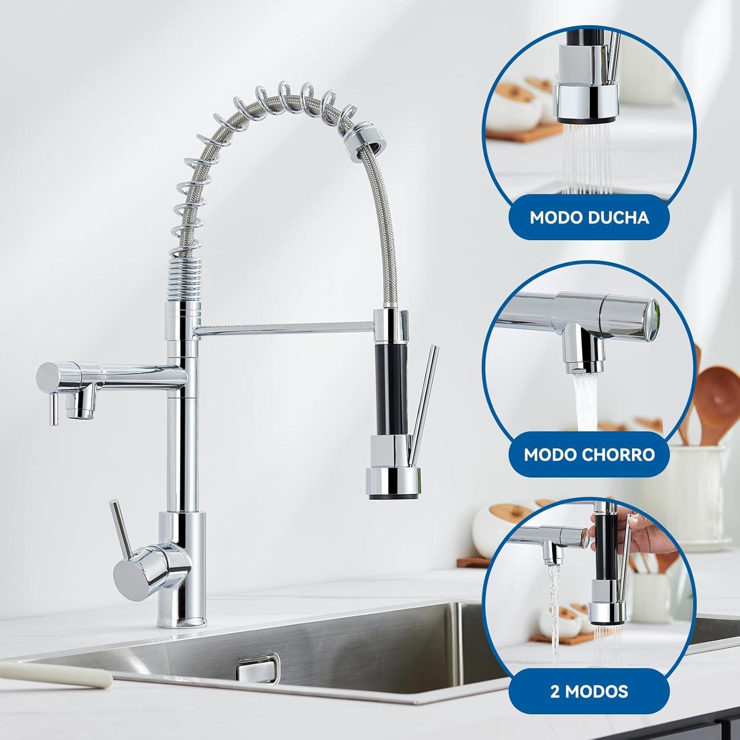 Auralum Wasserhahn Küche Edelstahl Spiralfeder 360° drehbar