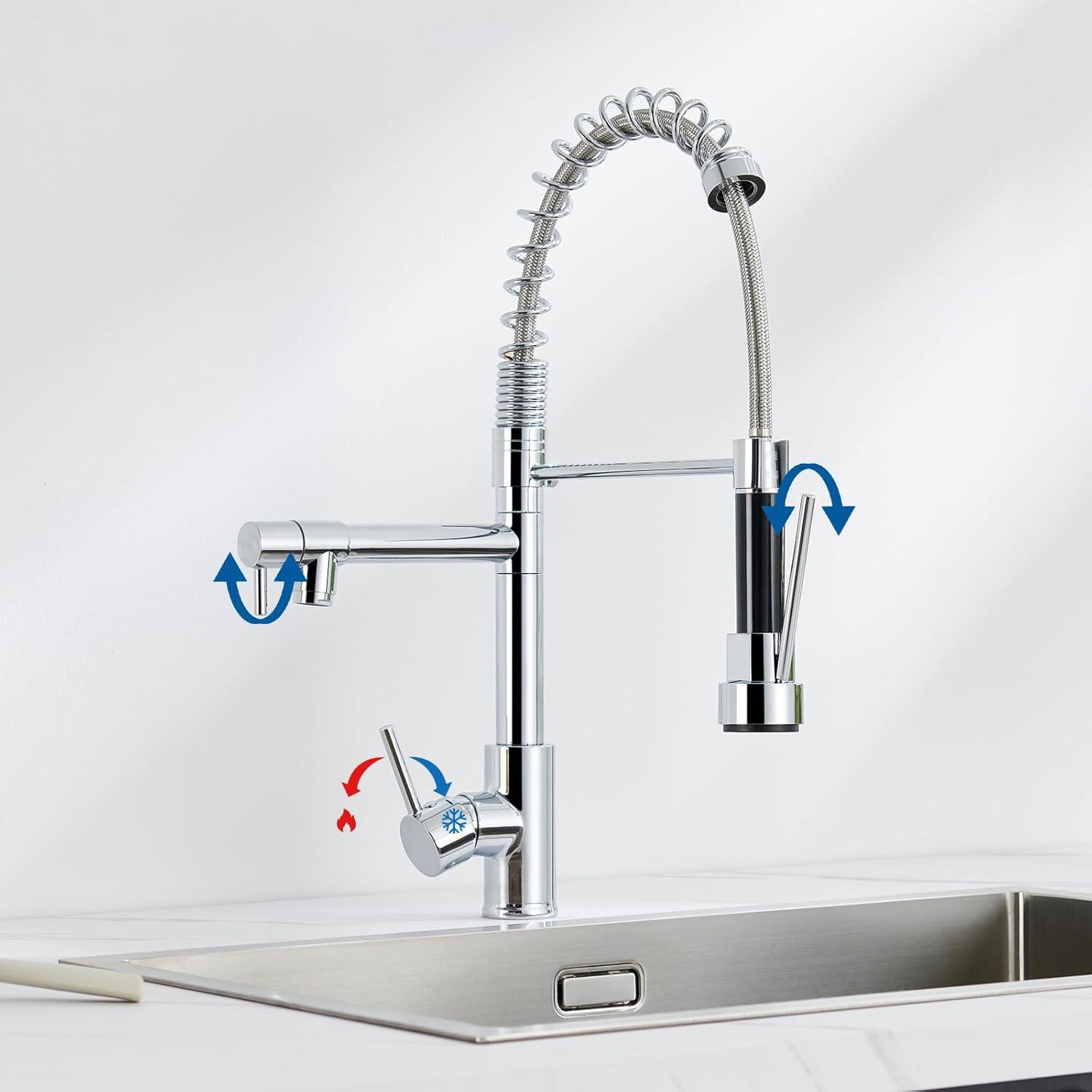 Auralum Wasserhahn Küche Ausziehbar Edelstahl Hochdruck Armatur 360° drehbar