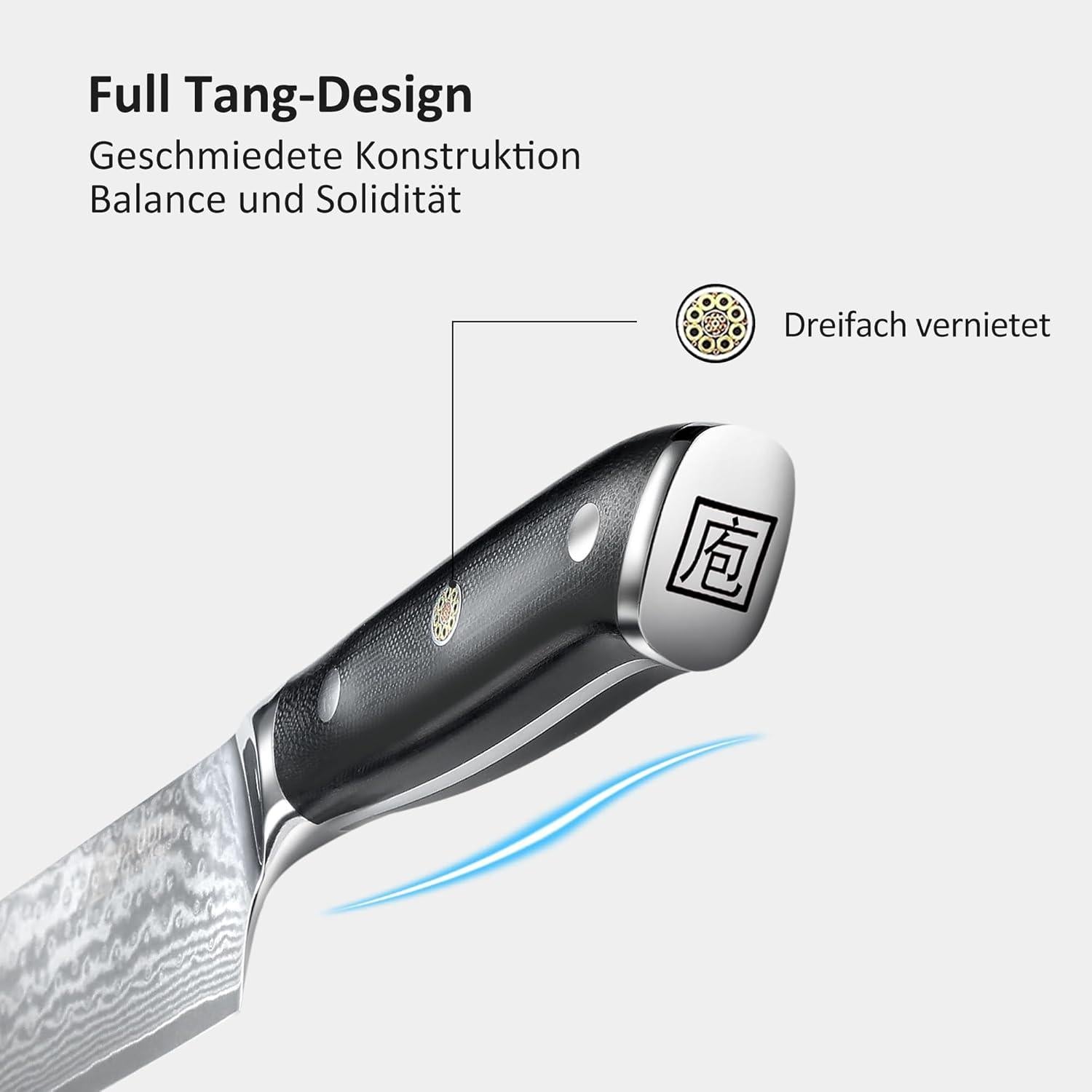 PAUDIN Damastmesser 20 cm Kochmesser Küchenmesser Ergonomischer Griff