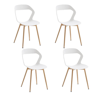 Nordischer Esszimmerstuhl Set 4er – Weiß & Holz | Bequemer Hohlrücken