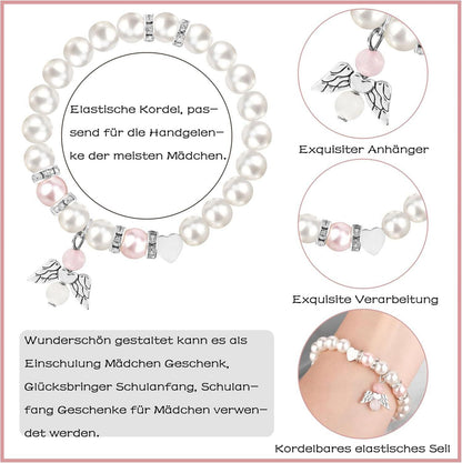 Einschulung Mädchen 2024 Armband Schutzengel Glücksbringer Schulanfang