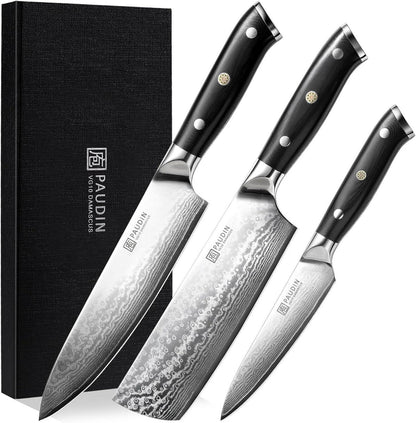 Damastmesser Set 3-tlg. VG10 G10 Griff