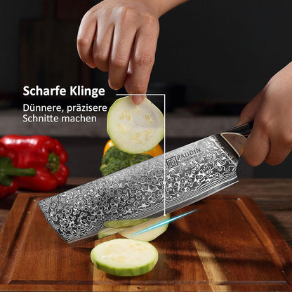 PAUDIN Damastmesser Set 67 Schichten VG10-Stahl G10-Griff 3tlg