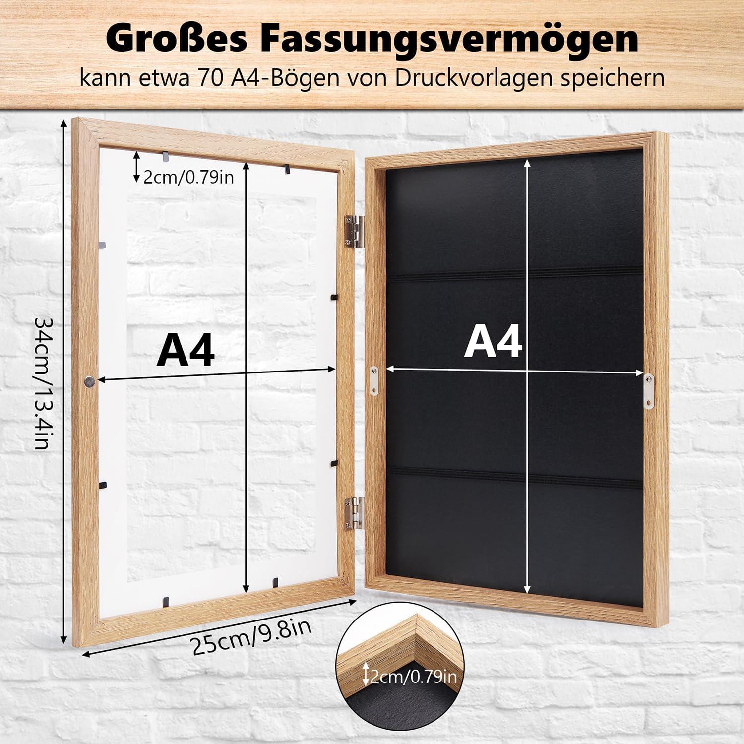 Kromapolis Kinderzeichnungen A4 Bilderrahmen Set 4 Stück Holzfarbe Acrylglas
