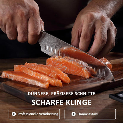 Santokumesser Damaststahl 17 cm Ultra Scharf Küchenmesser VG10-Kern
