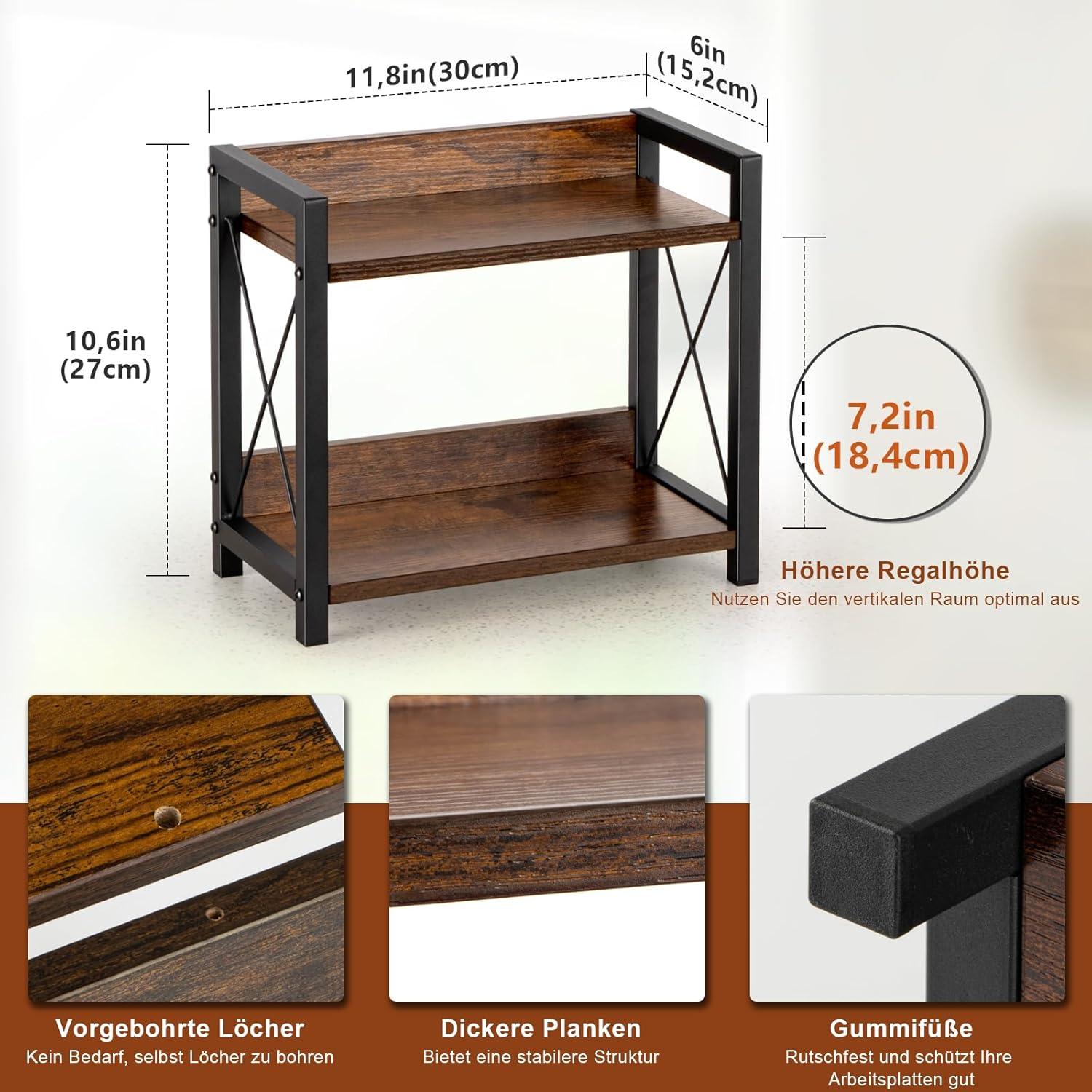 ANBOXIT Holz Gewürzregal 2 Tier Küchenregal Arbeitsplatte Organizer Braun
