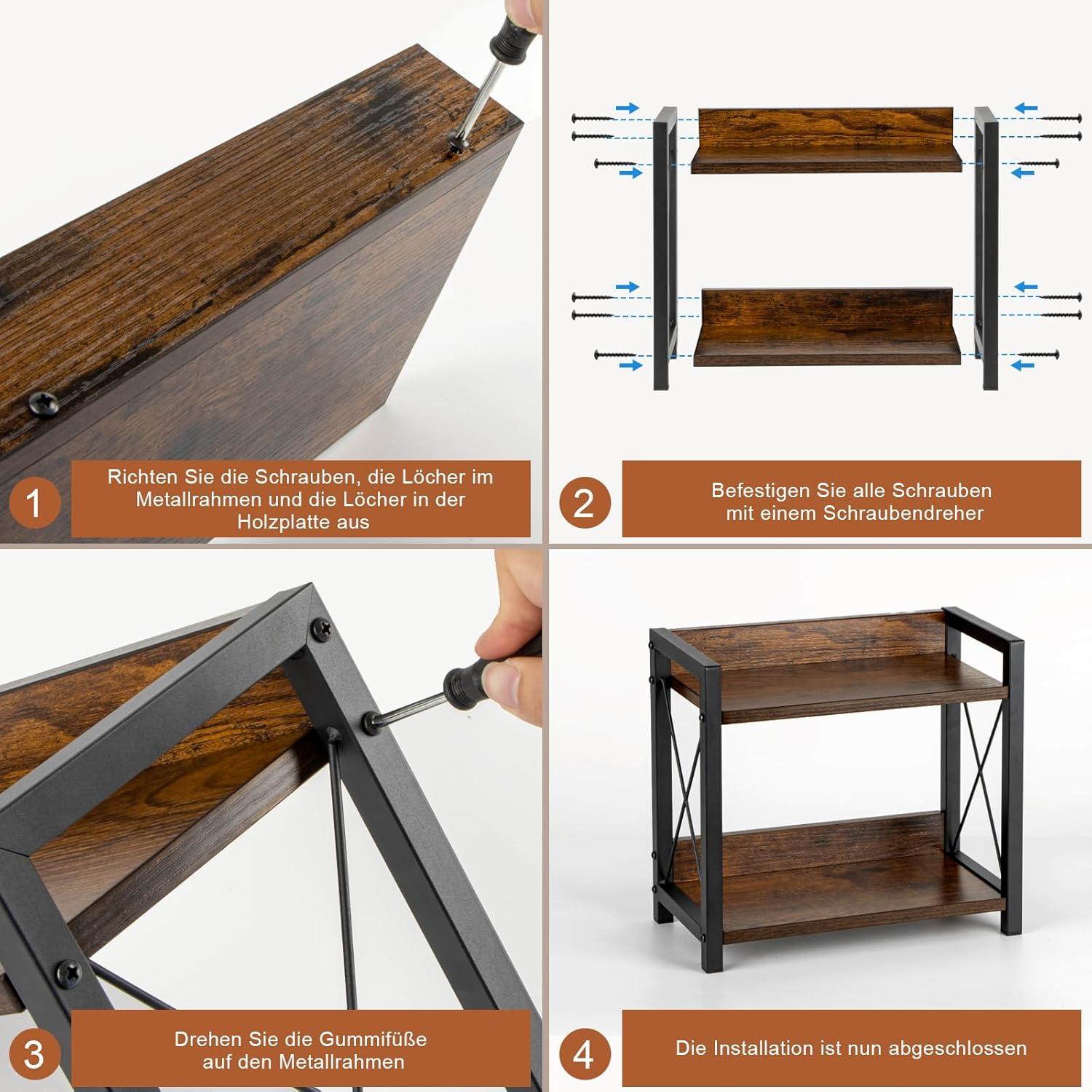 Holz Gewürzregal 2 Tier Küchenregal Organizer Arbeitsplatte Braun