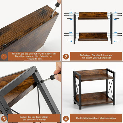 Holz Gewürzregal 2 Tier Küchenregal Organizer Arbeitsplatte Braun