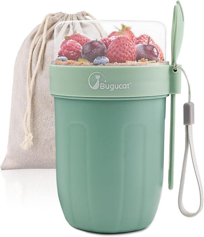 Bugucat Müslibecher to Go 660ML 260ML 2in1 Joghurtbecher Müsli Cup