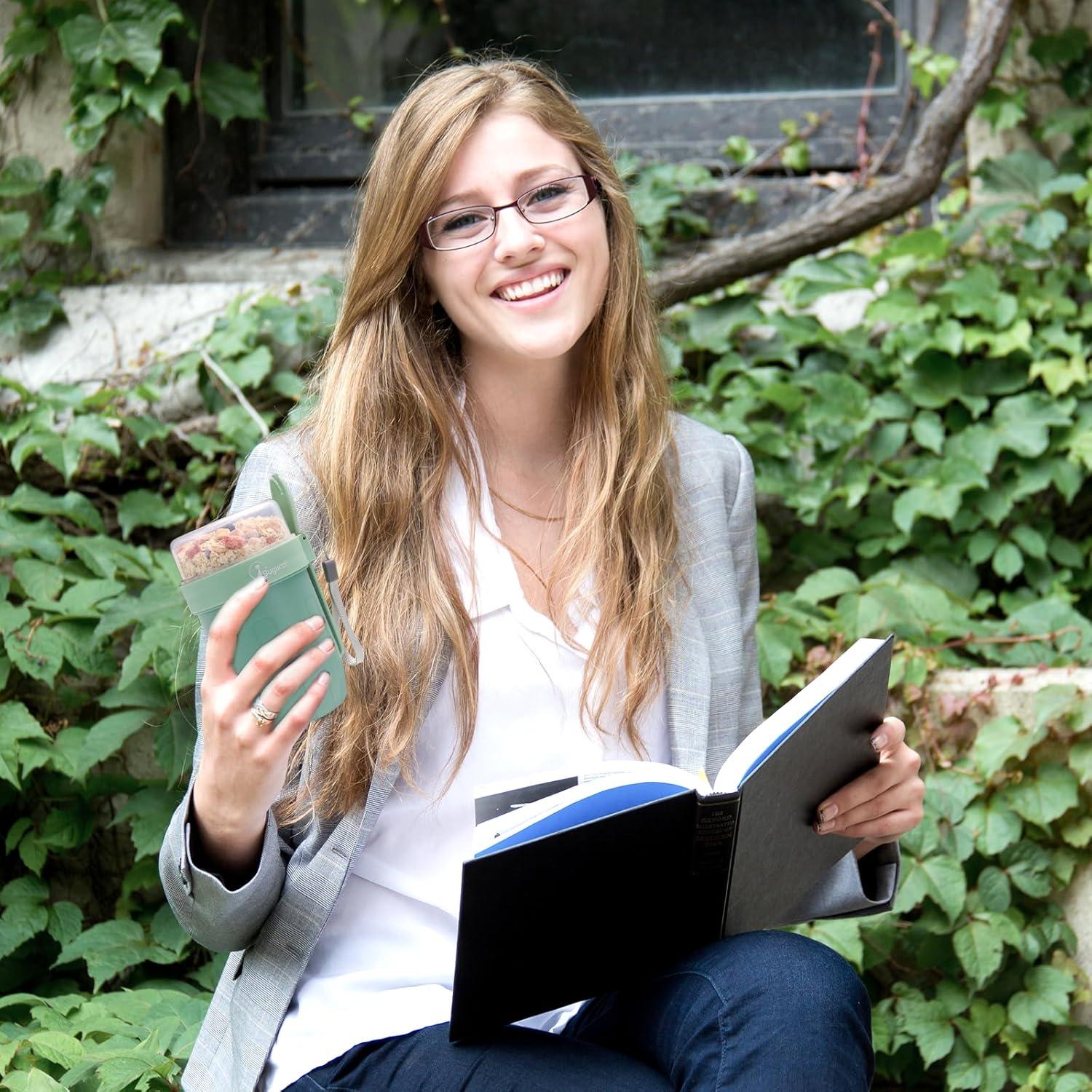 Müslibecher to Go 660ML+260ML Auslaufsicherer Lunchpot Yoghurt Becher