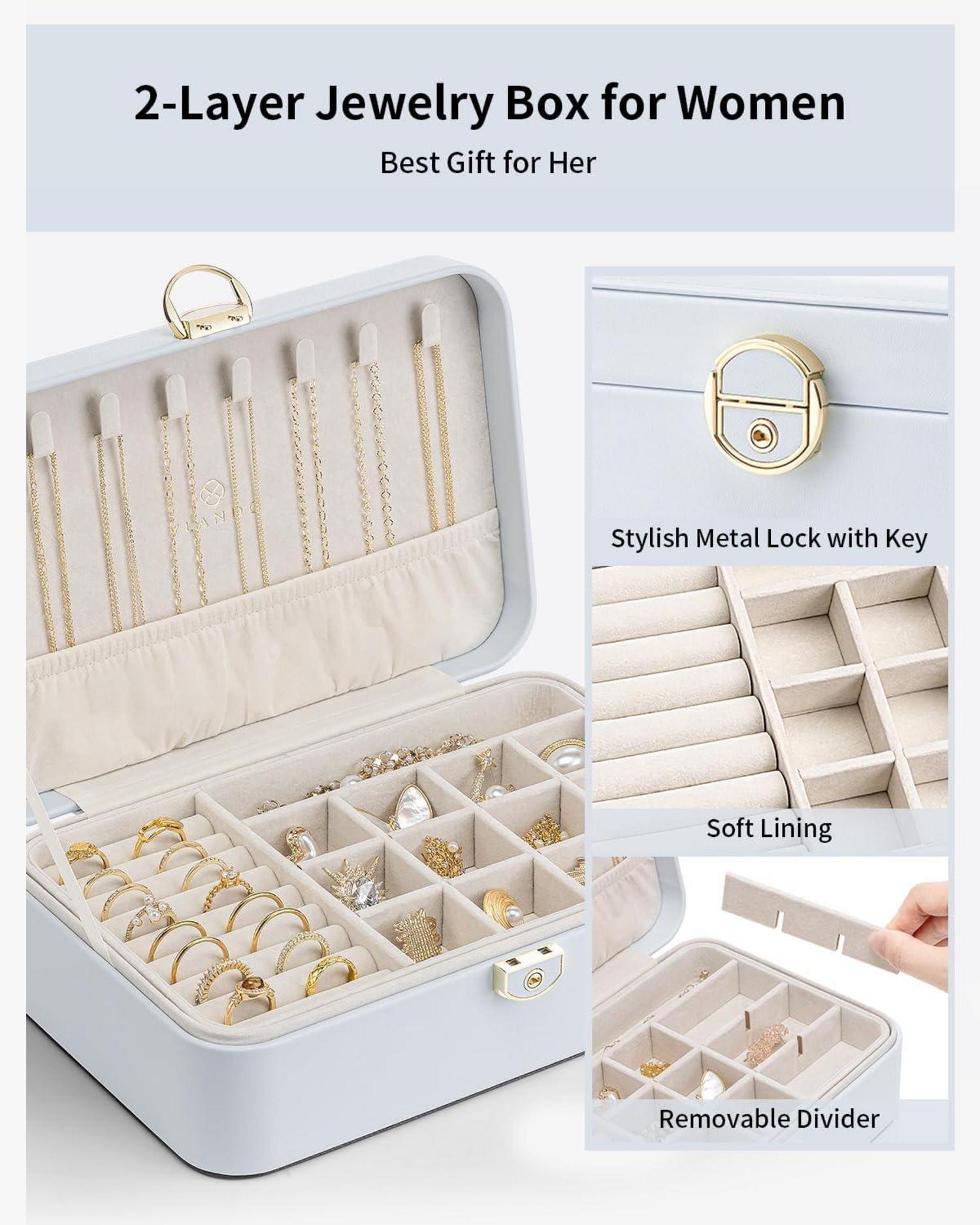 Vlando Schmuckkästchen Mädchen Damen Seeblau, Abschließbar Halsketten Box
