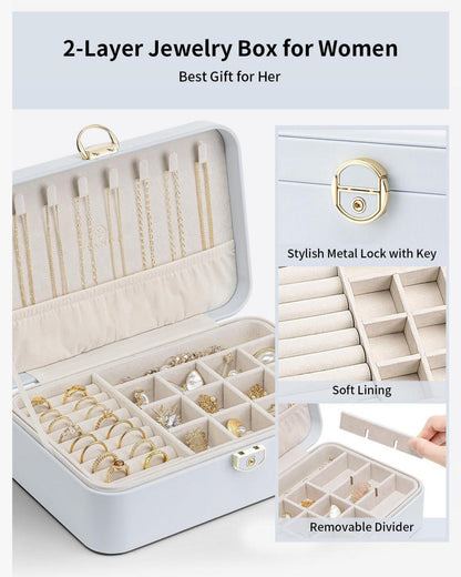 Vlando Schmuckkästchen Mädchen Damen Seeblau, Abschließbar Halsketten Box