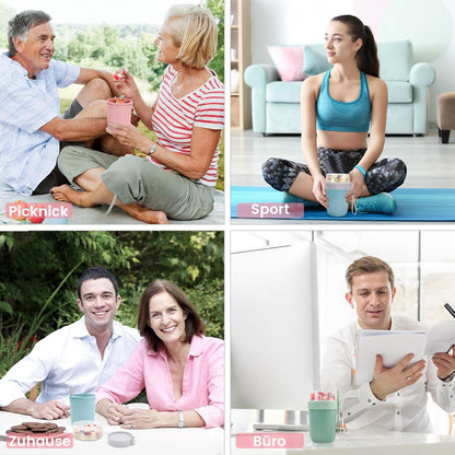 Bugucat Müslibecher to Go 660ML+260ML Joghurtbecher Tasche Rosa