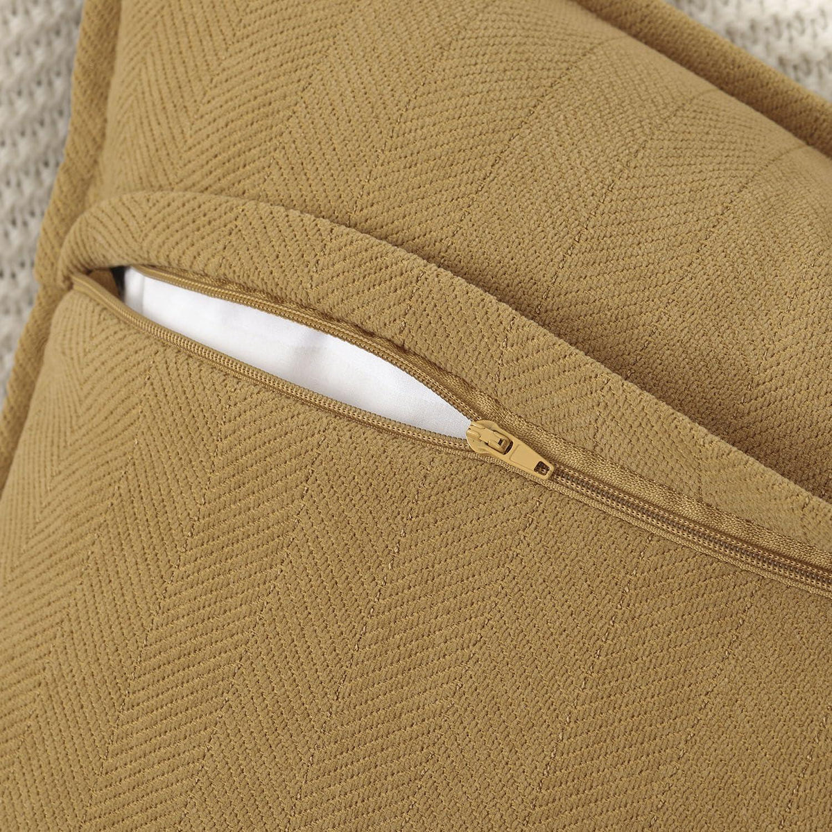 2x Chenille Kissenbezug 65x65 cm Senfgelb – Weich & Dekorativ