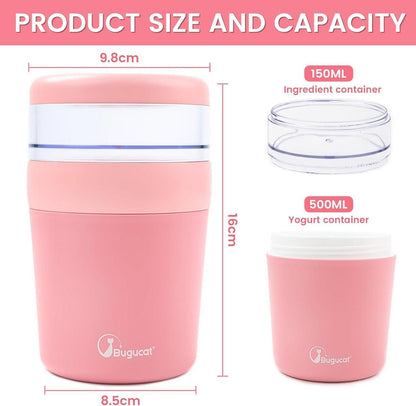 Bugucat Müslibecher to Go 500ml+150ml Joghurtbecher Salatbecher