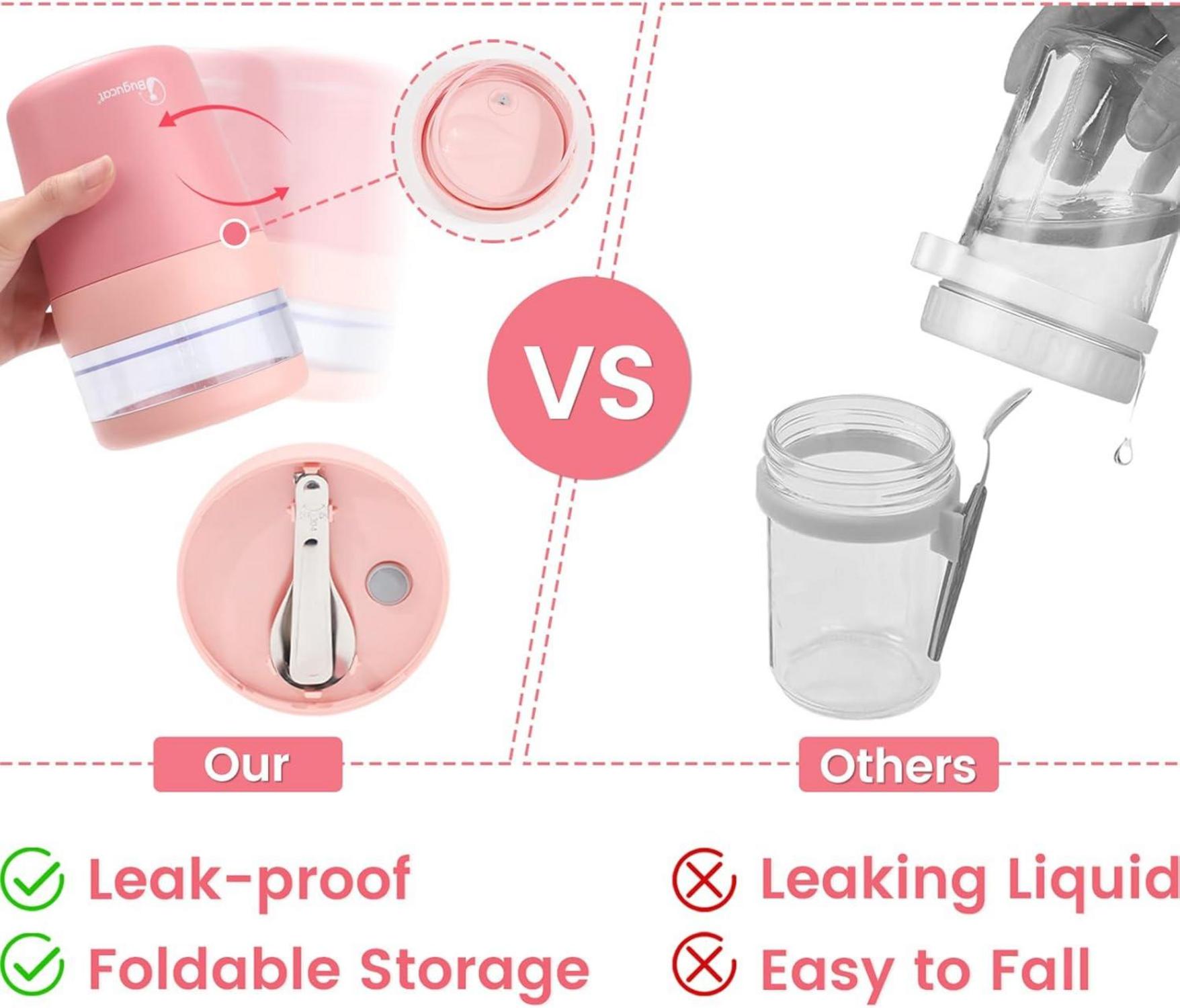 Bugucat Müslibecher to Go 500ml+150ml mit Löffel - Rosa