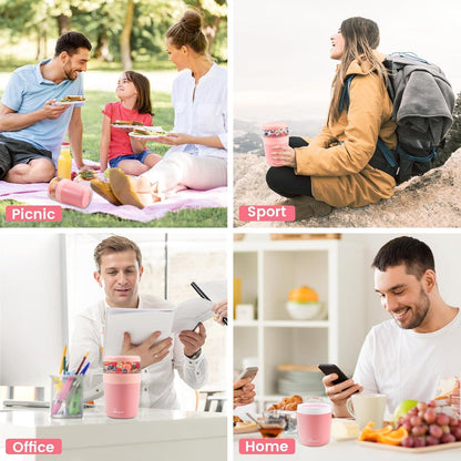 Müslibecher to Go 2in1 500ml+150ml transparent Rosa