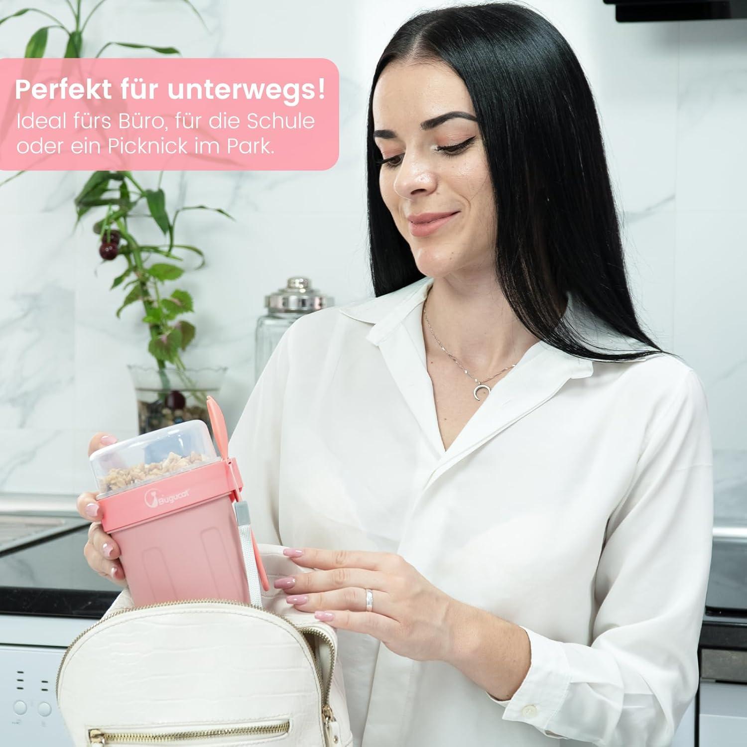 Bugucat Müslibecher to Go 2in1 Joghurt Cup 660ML+260ML Rosa