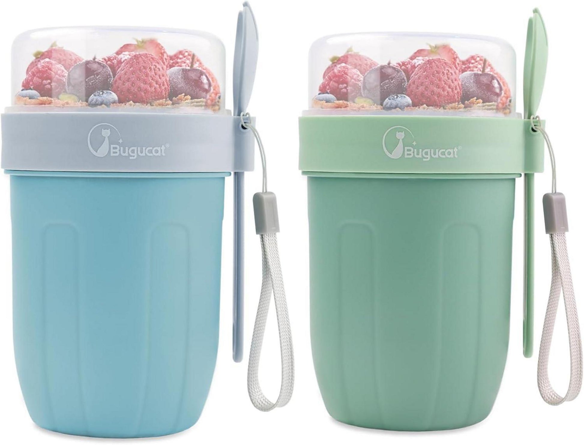 Bugucat Müslibecher to Go 660ML+260ML 2in1 Auslaufsicherer Lunchpot