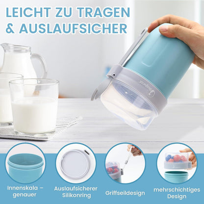 Bugucat Müsli Joghurtbecher to Go 2in1 Cup Löffel Auslaufsicher Lunchpot Blau Grün