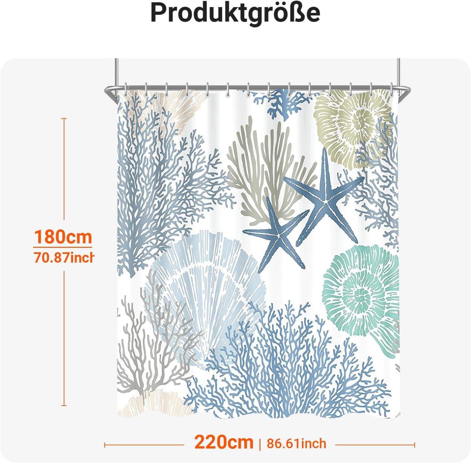Duschvorhang Unterwasseralgen Antischimmel 220x180cm Textil waschbar