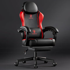 Ergonomischer Gaming Stuhl mit Lendenwirbelstütze & Fußstütze