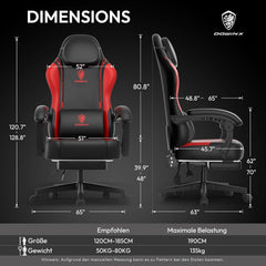 Ergonomischer Gaming Stuhl mit Lendenwirbelstütze & Fußstütze