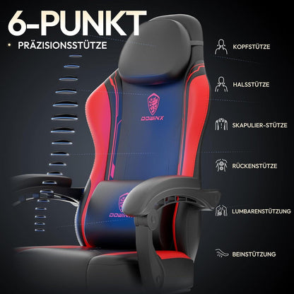 Gaming Stuhl Racer, ergonomisch, PU Leder, Lendenwirbelstütze, breite