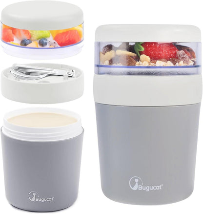Bugucat 2in1 Müslibecher to Go 650ml Grau