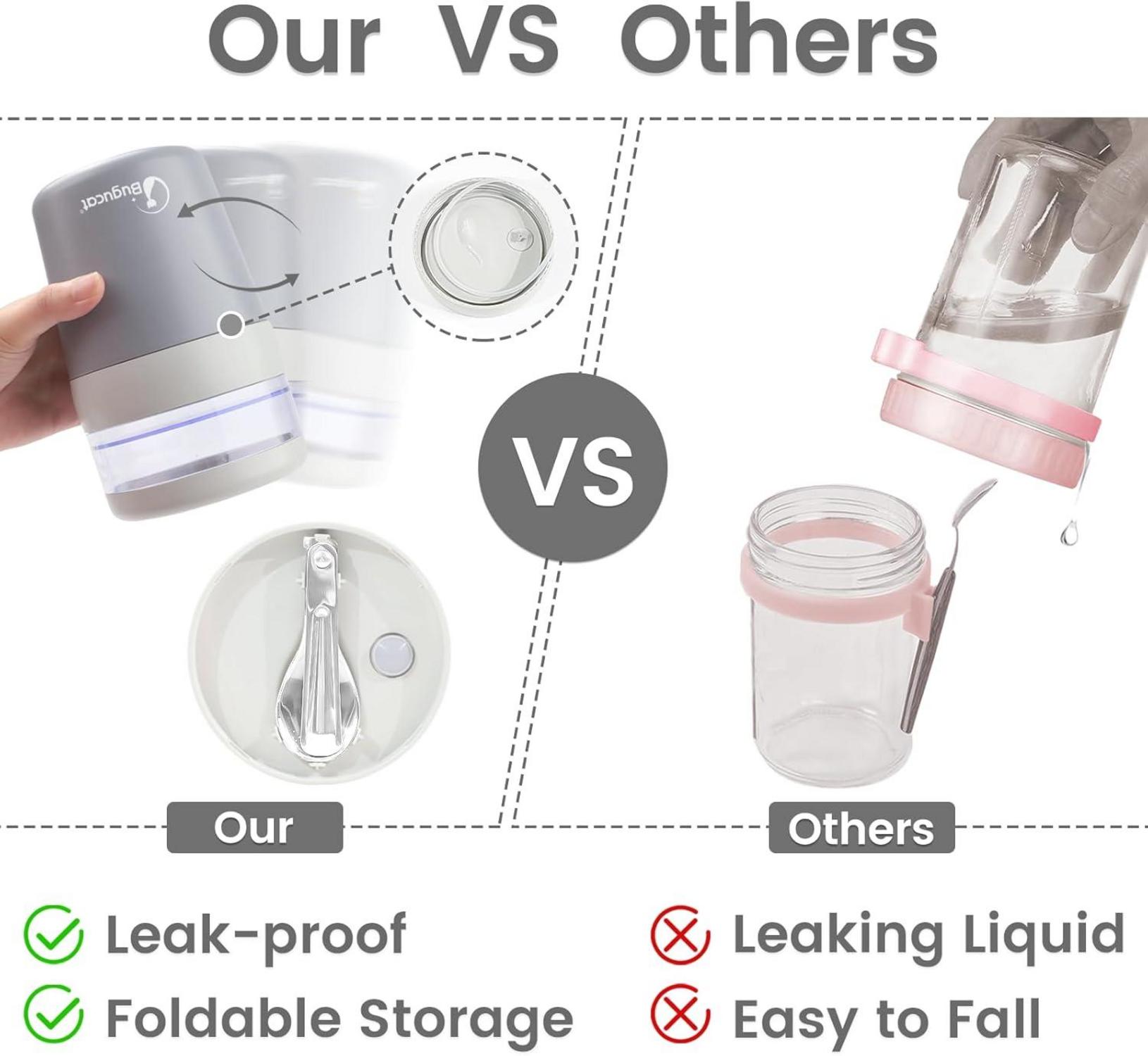 Bugucat 2in1 Müslibecher to Go 500ml+150ml Grau