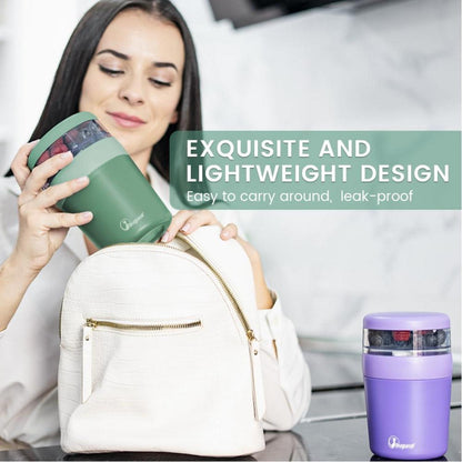 Bugucat Müslibecher to Go 2in1 Joghurtbecher Picknick Lunchpot 500ml+150ml Grau