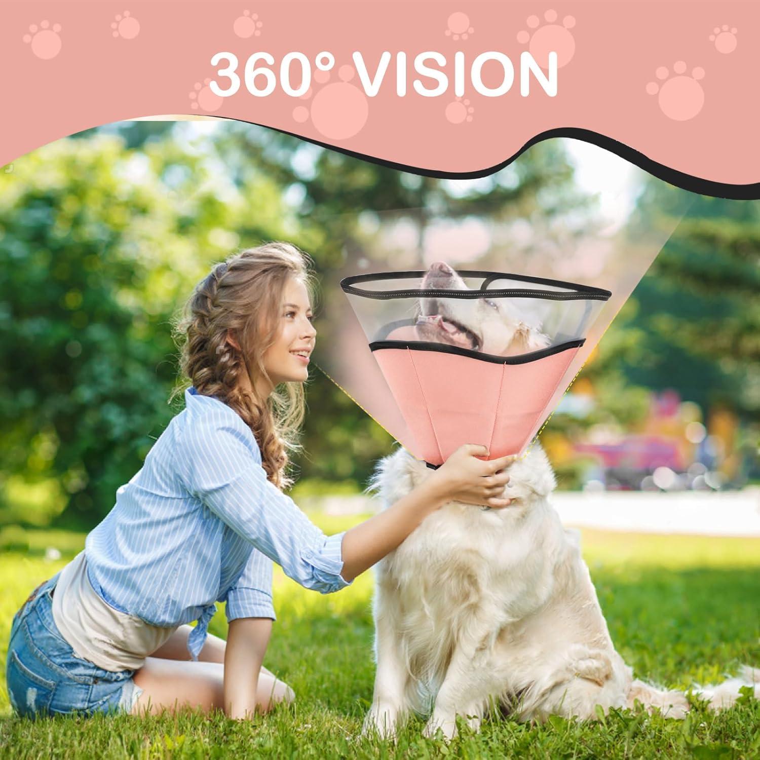 Halskrause Hund Leckschutz Operation Sicht Pink XL 50cm