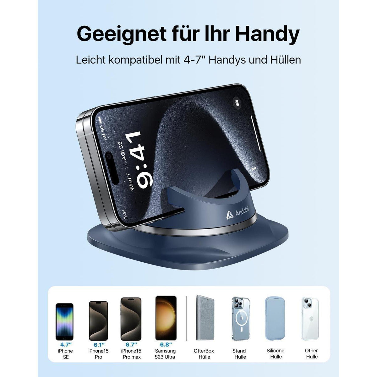 Handyhalterung Auto Armaturenbrett – Stabil & Einfach, Blau