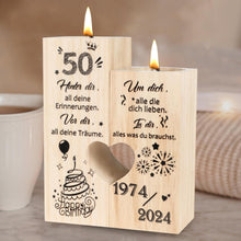 Deko 50. Geburtstag Kerzenständer Holz Personalisiert Mama